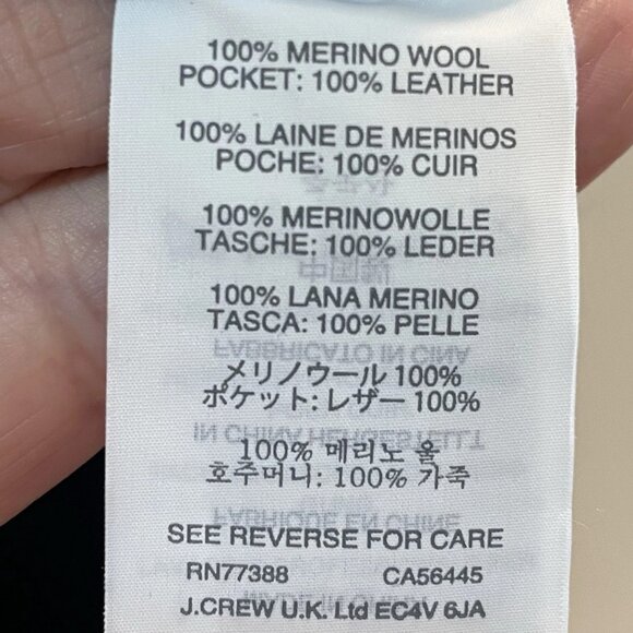 J. Crew Gray Merino Wool Leather Pockets Short Sleeve Boxy Fit Sweater Sz S NWOT - Picture 6 of 7